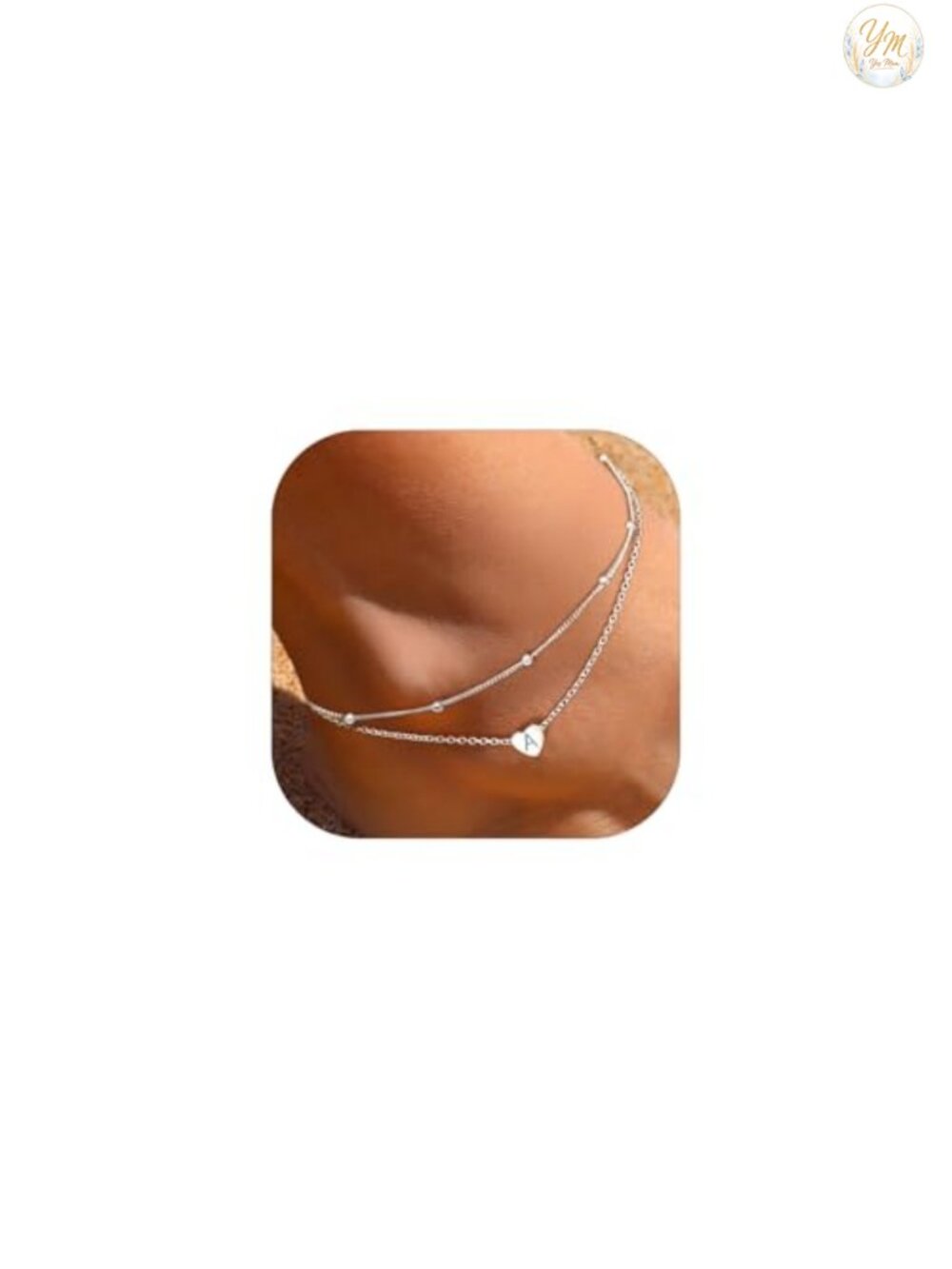 925 Sterling Silver Layered Heart Anklet for Women, Ankle Bracelet with Beads